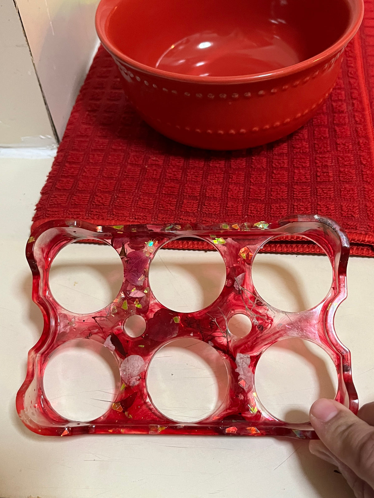 Custom made Bedazzled Resin Egg Holder for 6 eggs